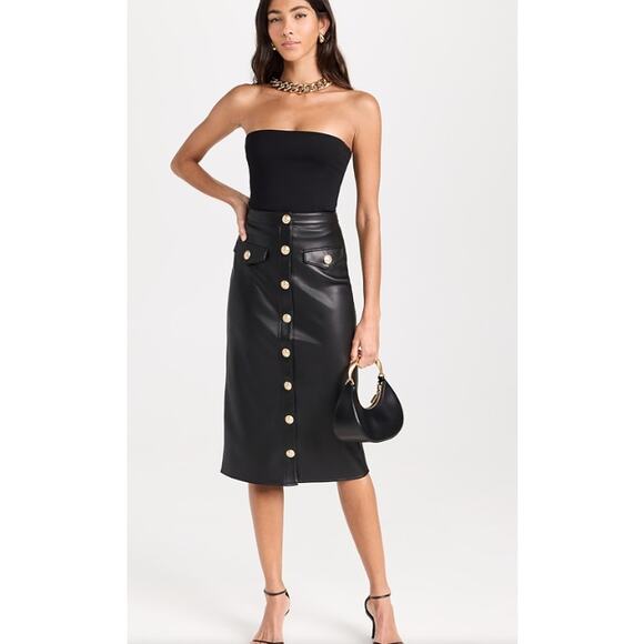 L'agence Milann Vegan Leather Skirt - Picture 1 of 13